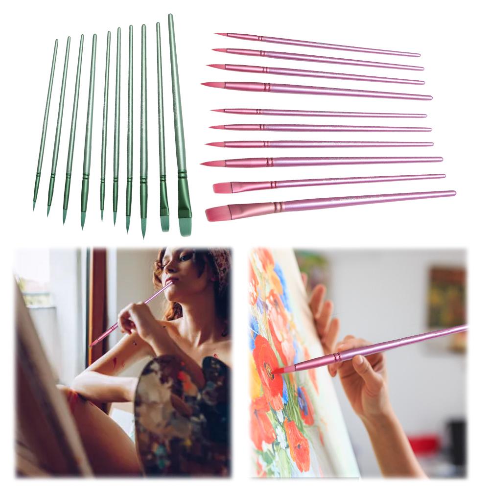 Watercolor Brush Set Pointed Round Flat Head Soft Hair Beginner's Art Student Hand Drawn Watercolor Nylon Painting Material