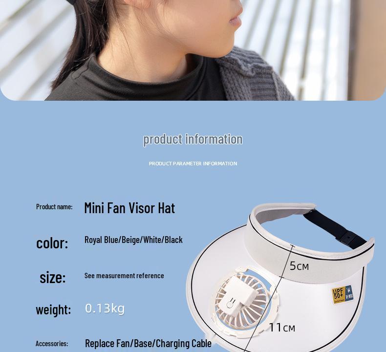 UV Protection Wide Brim Hat with Rechargeable Fan
