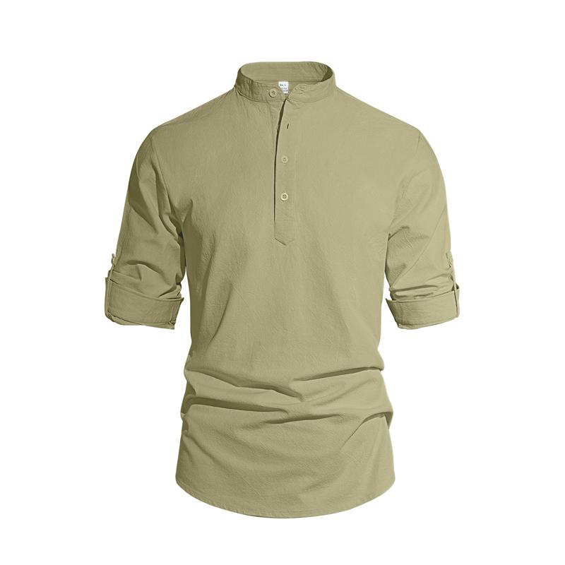 New Men's Casual Blouse Cotton Linen Shirt Loose Tops Long Sleeve Tee Shirt Spring Autumn Casual Handsome Men's Shirts