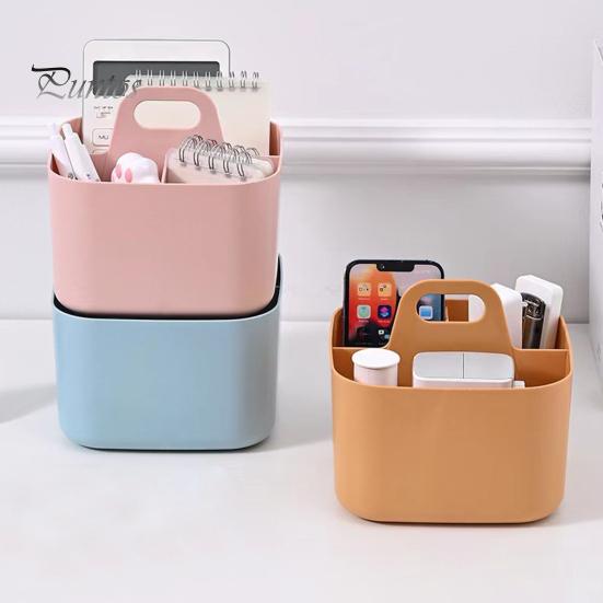 Stackable Desk Organizer Storage Box with Handle Large Capacity Multiple Compartments Pencil Holder Caddy Organizer