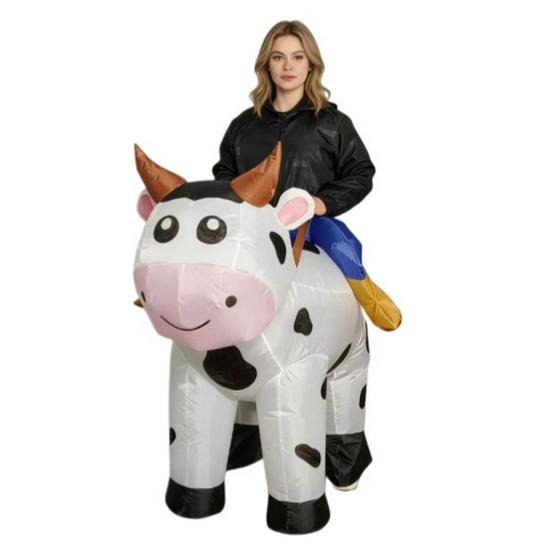 Inflatable White Cow Costume for Halloween & Easter: Cute, Creative, and Fun for Festivals & Pranks.