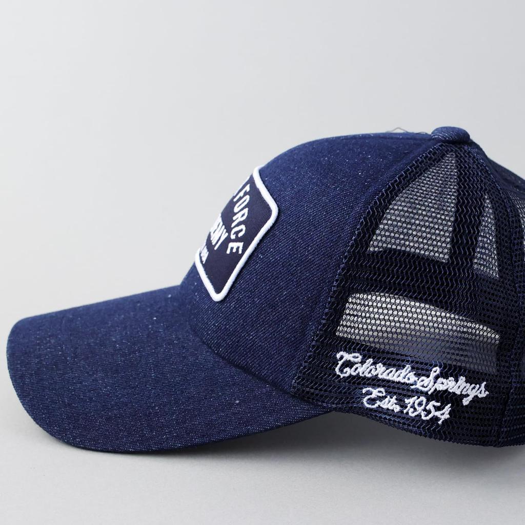 AVIREX Mesh Military American Casual Summer Baseball Air Force Indigo 6-Panel Cap, Low-Profile Cap, Embroidered, Men's MA-1 Cap,