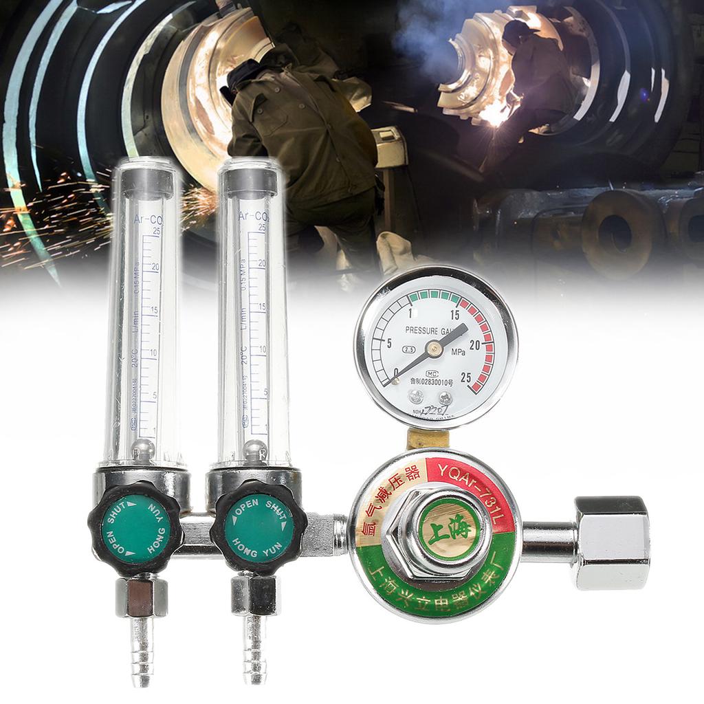 Dual Pipe M14x1.5 2.5 MPA Mig Flow Meter Gas Argon AR/CO2 Regulator Welding Weld Dual Pipe M14x1.5 2.5 MPA Mig Flow Meter Gas Argon AR/CO2 Regulator Welding Weld