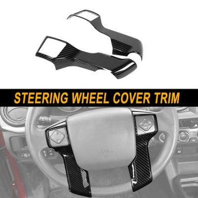 2 pièces Couvercle de panneau de boutons de volant en carbone Garniture Pour 4Runner 2010+ Avec 2 trous