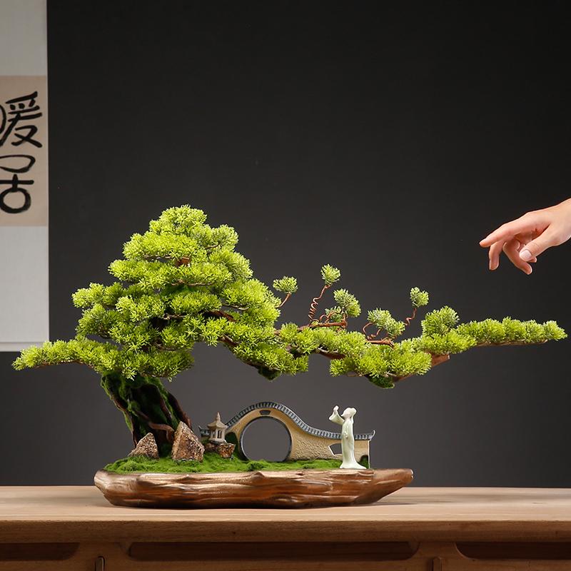 New Chinese backflow incense burner home living room decoration porch office simulation welcome pine bonsai Zen decoration