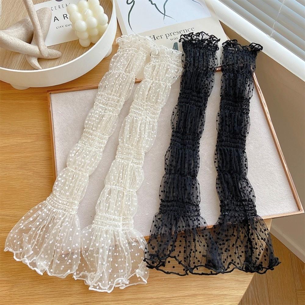 Fingerless Lace Arm Sleeves Polka Dot Lace Arm Cover Fashion Fingerless Long Gloves Women
