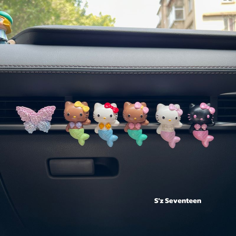 Kitty Cat Mermaid Car Air Vent Diffuser Stone Ornament Handmade Creative Gift Stress Relief Car Decoration