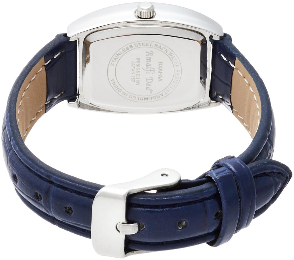 Arias Amalfidia Analog Waterproof Watch with Leather Strap and White Black Tonneau-Shaped Dial, A35L28, Women's,