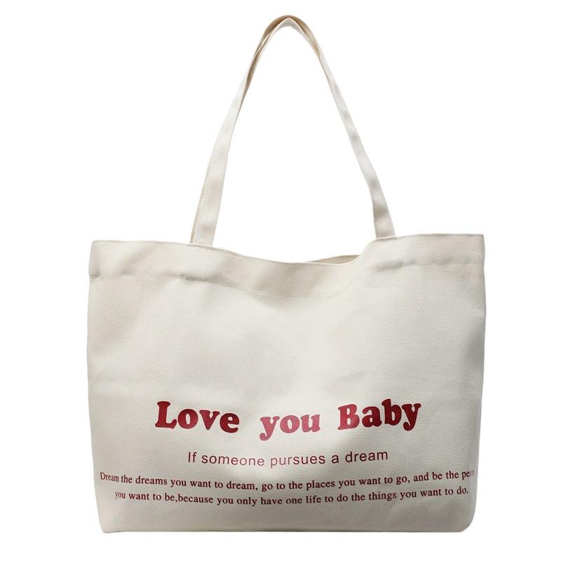 New Student Class Large-capacity Commuting Tote Bag Women's Alphabet Fashion Solid Color Casual Underarm Shoulder Bag