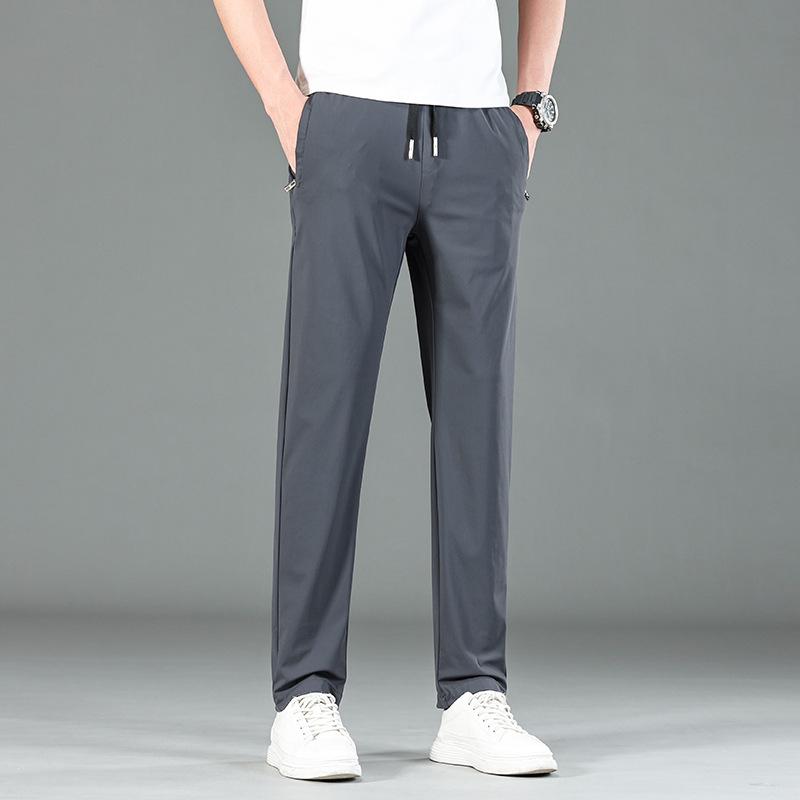 Pantalones casuales rectos sueltos finos de seda de hielo de verano para hombres Pantalones de hombre de secado rápido