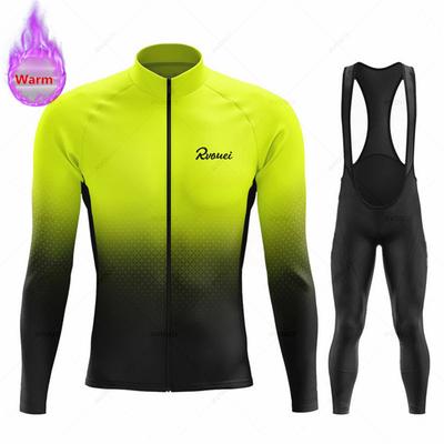 Rvouei Winter Radtrikot Set Herren Thermofleece Fahrradkleidung MTB Bike Trägerhose Ropa Ciclismo Triathlon Radtrikot