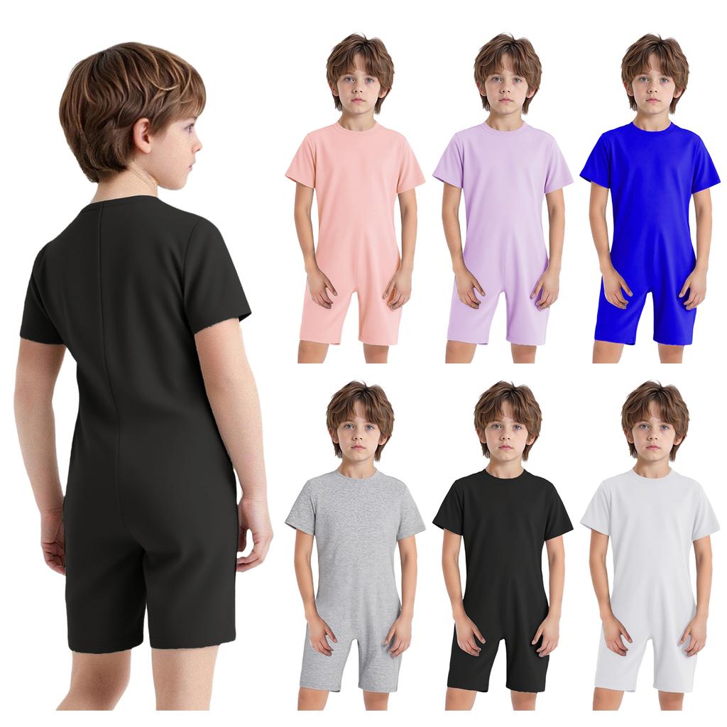 Kids Boys Girls Adaptive Clothing Special Needs Autism Sensory Jumpsuit Anti-strip Romper Short Leg Playsuit