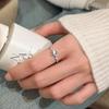 S925 Sparkle Zirconia Aquamarine Adjustable Ring for Women - Light Luxury, High-End Niche Design