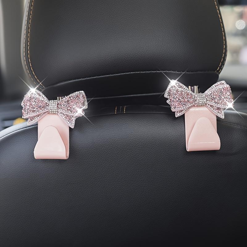 

2pcs Set of Shiny Fashionable Full Diamond Bow Car Back Seat Hook Storage Hook Decoration