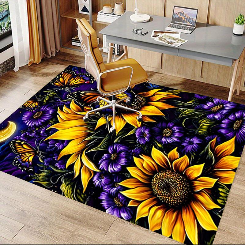 1PC Butterflies Sunflowers Extra Large Non-Slip Floor carpet, Office, family, bedroom, Studio - Large Area RugJ0410