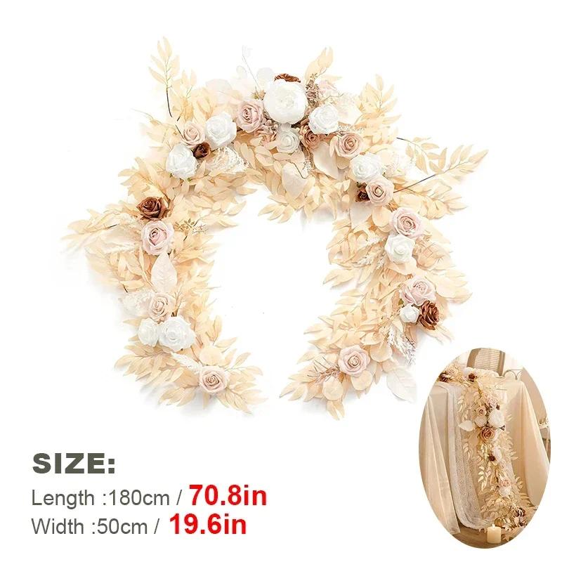 6 fot konstgjord eukalyptusgirlang med blommor, bröllopsbordsgirlang, mittdekorationer, repetitionmiddag, möhippa