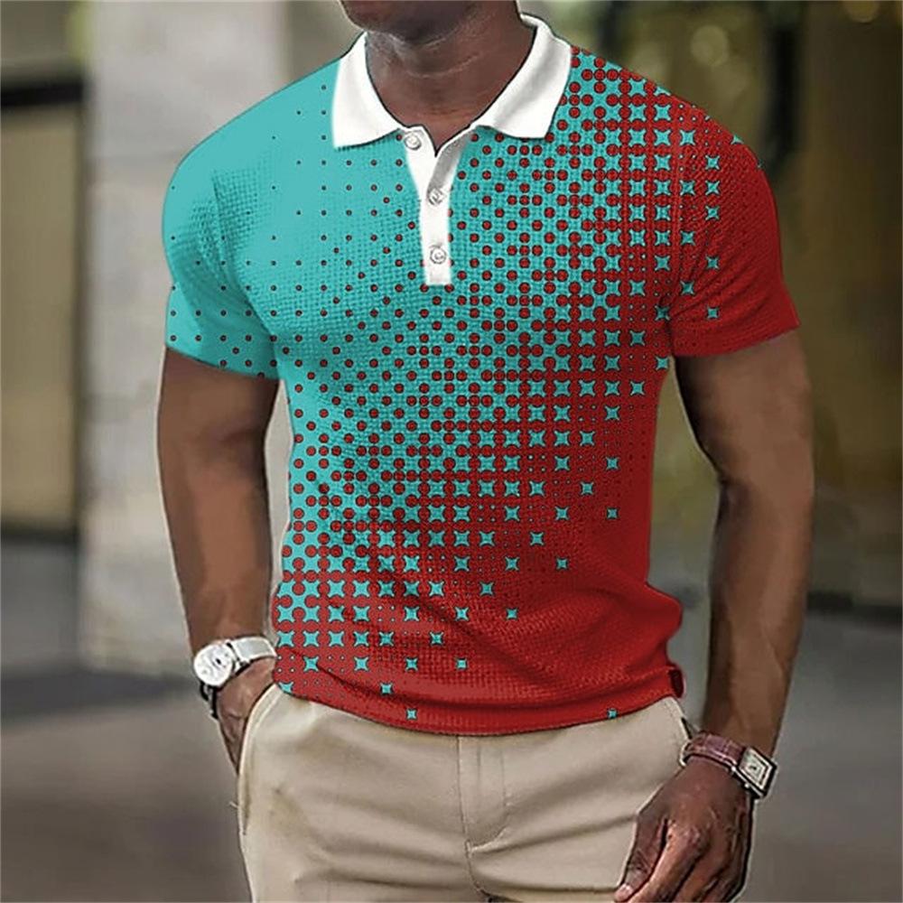 Independent Station Men'S Short Sleeve Polo Shirt 3D Digital Printing Casual Trend Lapel Shirt