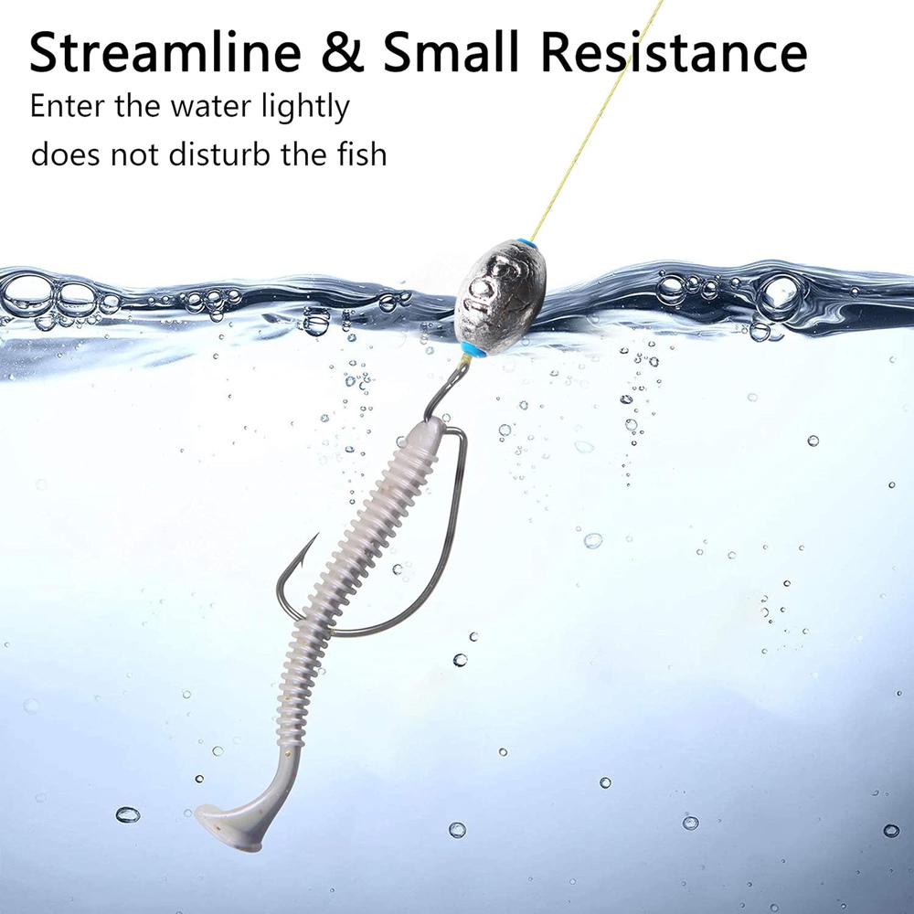 Kit de pesos de pesca em formato oval, 50 unidades, pesos de pesca em água salgada, água doce, fundição de baixo, equipamento de pesos de minhoca