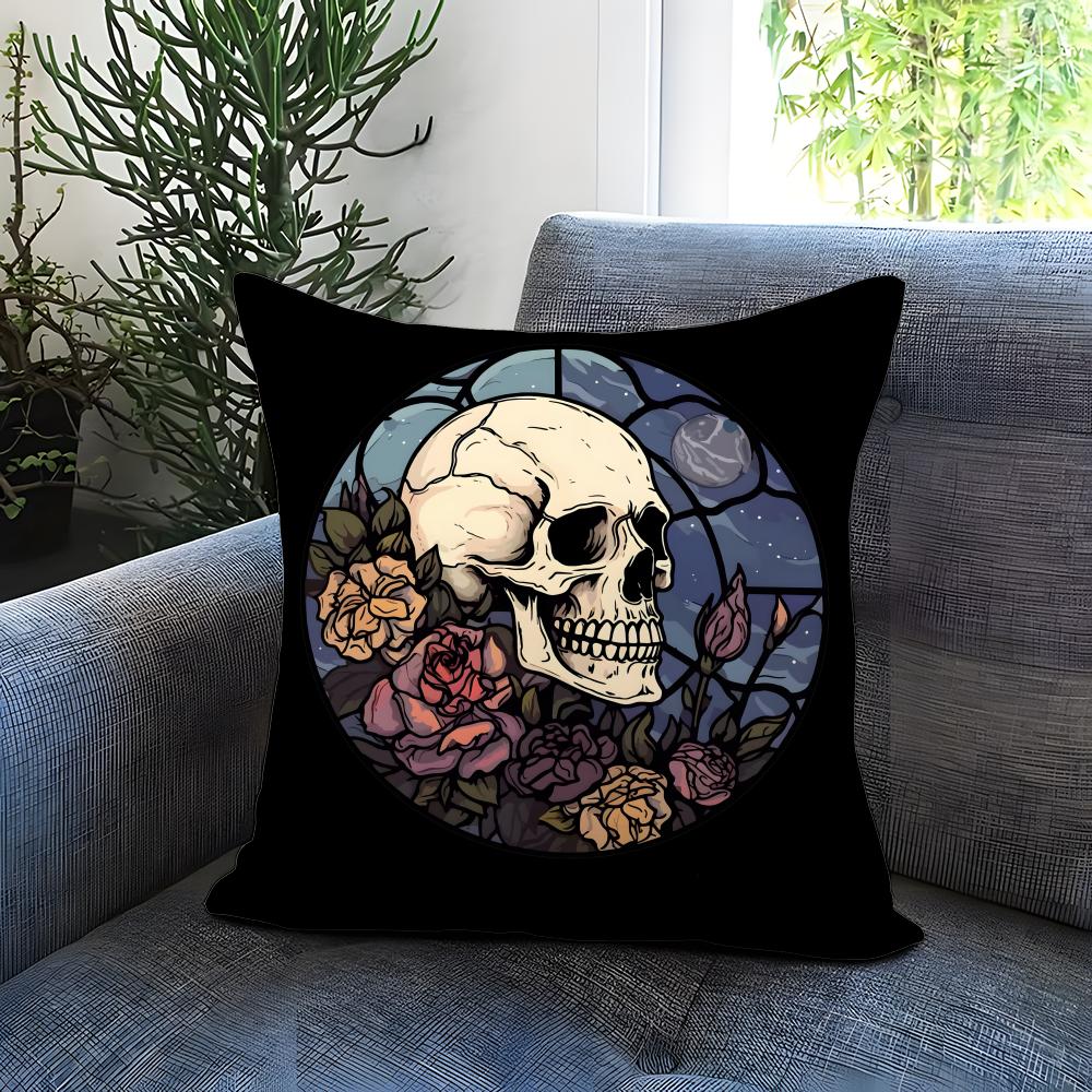 Fashion SSkull Heartes Cushion Cover Comfortable Reversible Pillow Cover Ideal for Car Sofa Bedroom  Beyond