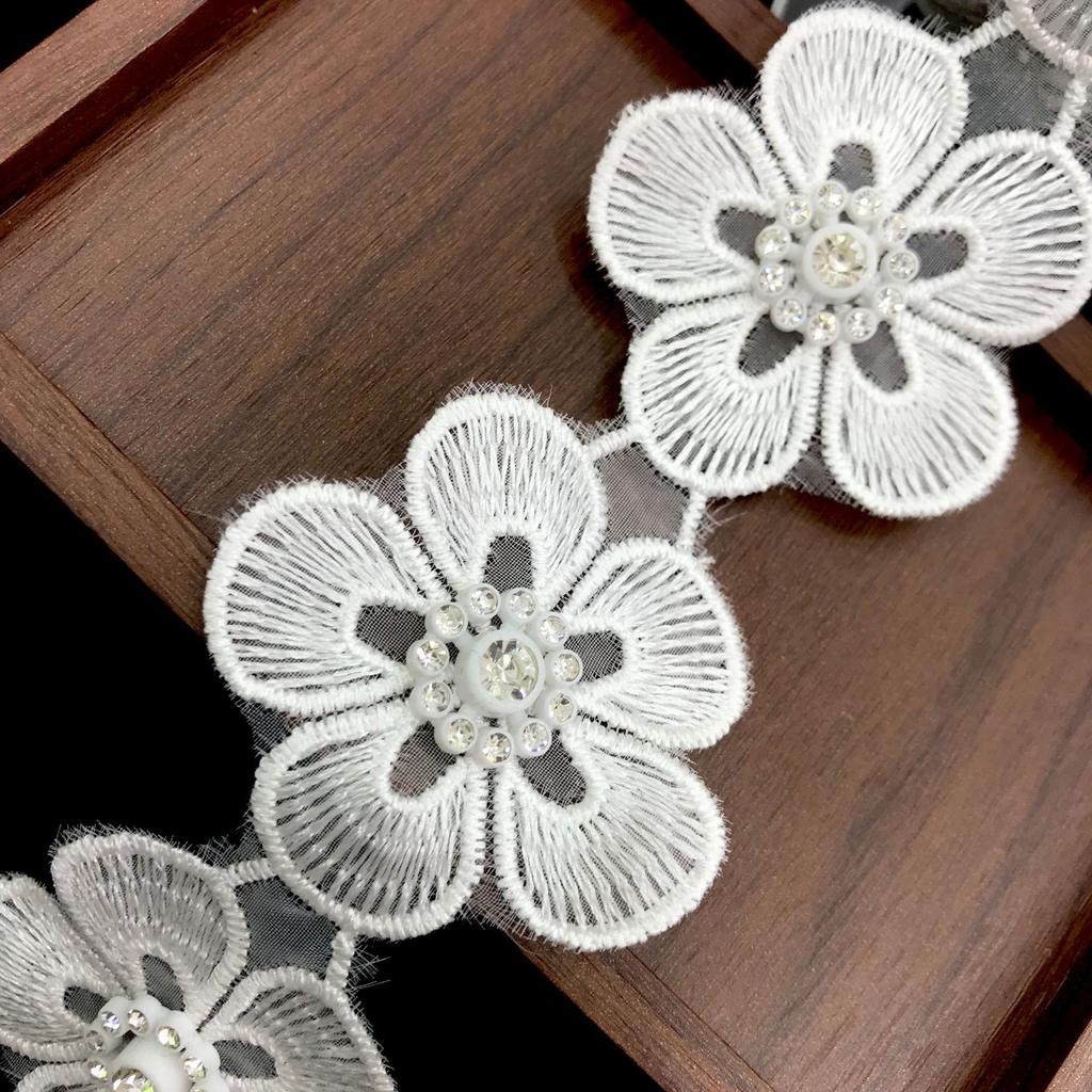 Eugen Yarn Embroidery Lace Beads Barcode Decoration, Five-Leaf Flower, Wedding Dress Diy Accessories