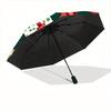 1pc Christmas Pattern Automatic Folding Umbrella - Portable Foldable Design with 8 Ribs, Durable Plastic & Iron Frame y250725069