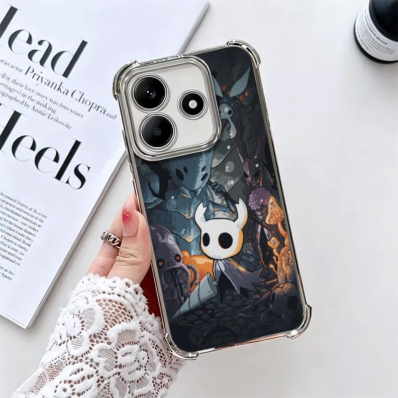 H-Hollow K-Knight Game Plating Phone Case For Xiaomi Redmi Note 14 15 Pro Plus 13 12 11 11S 11T 10 9S 9 5G Anti-Fall Airabag Cov