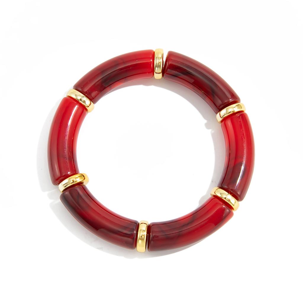 Modischer Stil Verschmierter Harz-Ellenbogen-Elastikarmband, Design-Sinn Leopardenmuster Bambusarmband Armband