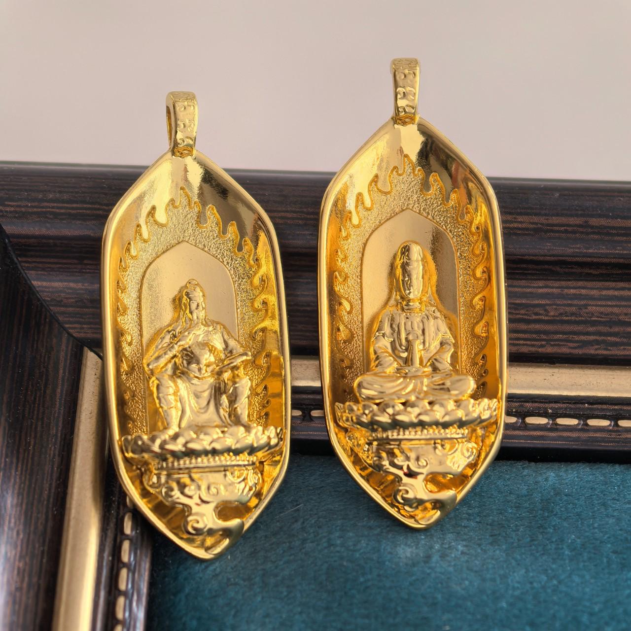 Auspicious Cloud Lotus Seat Gold-Plated Buddha Statue Guanyin Bodhisattva Pendant - Hot Seller Buddhist Jewelry Guanyin Lotus Seat Necklace