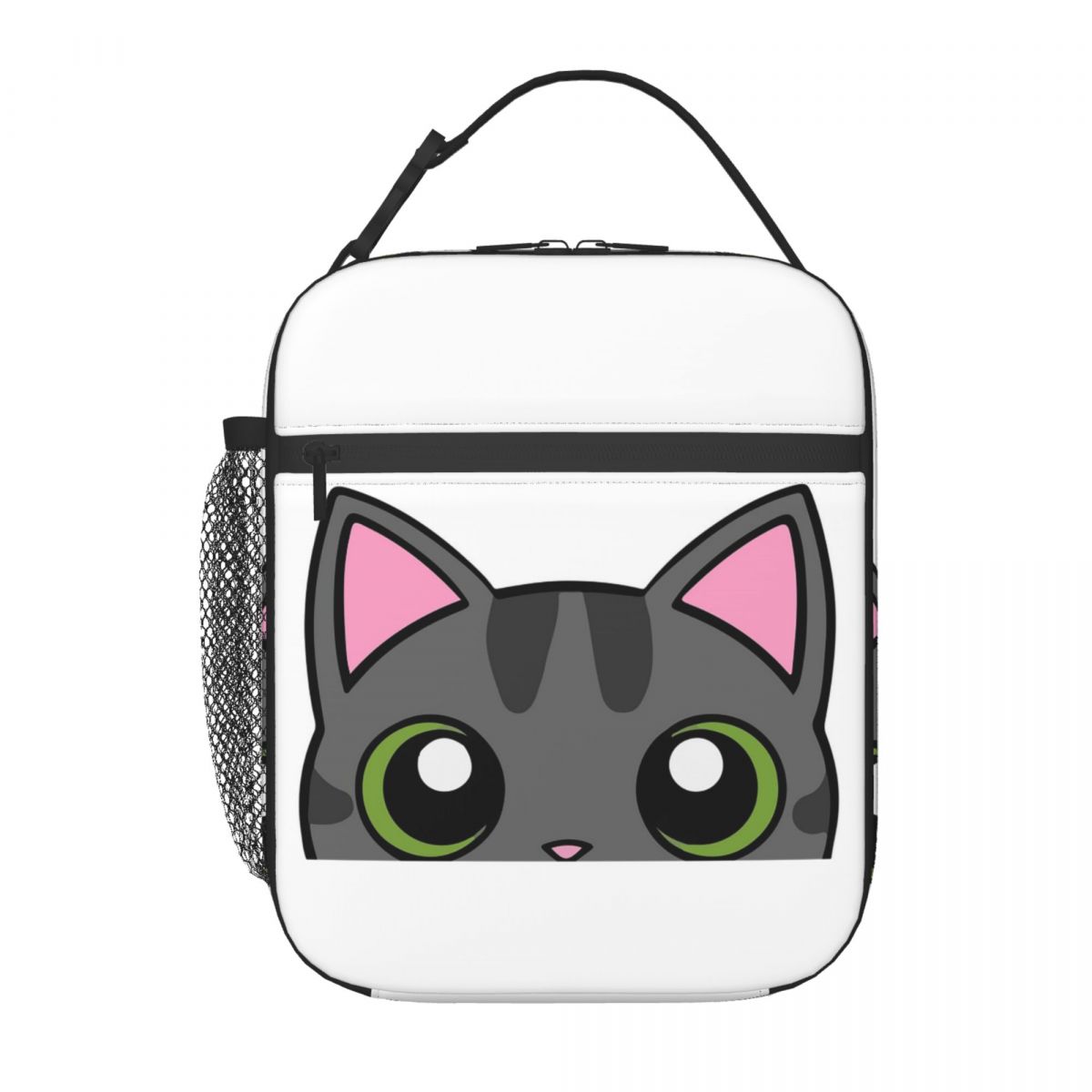 

Cute Tabby Cat Face Insulated Lunch Bag for Women Kids Portable Food Boxes Thermal Lunch Box Tote One Size