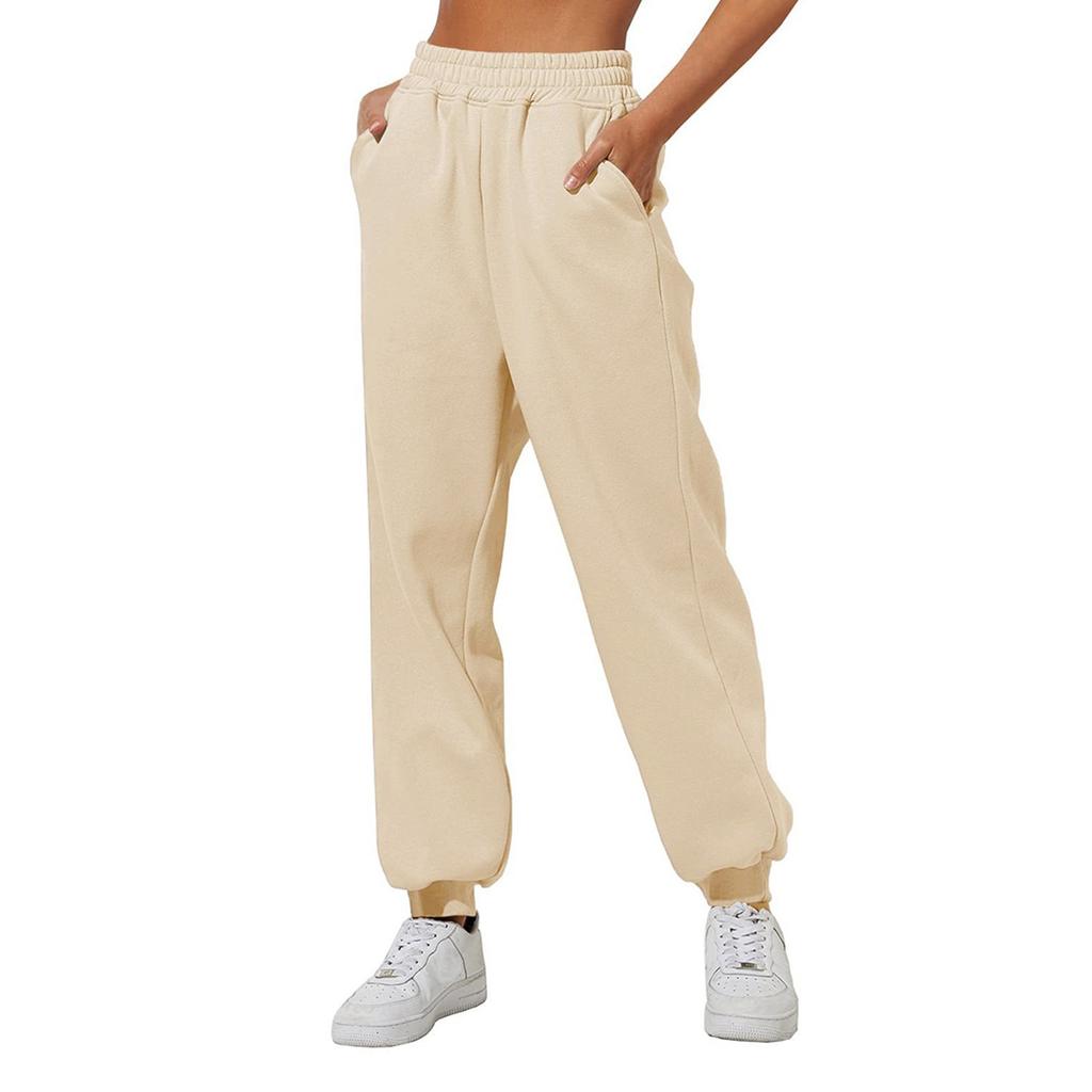 Womens Fashion Loose Solid Sweatpants Drawstring Casual Trousers With Pockets