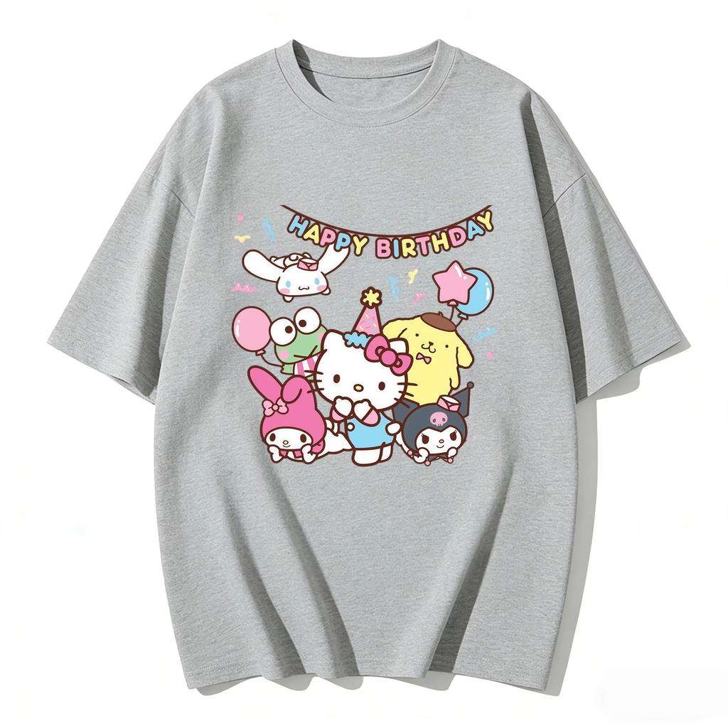 Highquality Trendy New Kuromi Cute Cartoon Print Tshirt Family Matching Outfits Casual Short Sleeve Tee for Women Unisex Kid