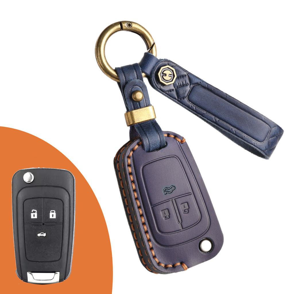 Car key cover is suitable for Buick folding key cover, Chevrolet car key bag, handmade leather.