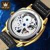 OLEVS 6651 Men's Watches Hollow Square Dial Leather Strap Business Men Wristwatch Original Luxury Brand Men's Wristwatches