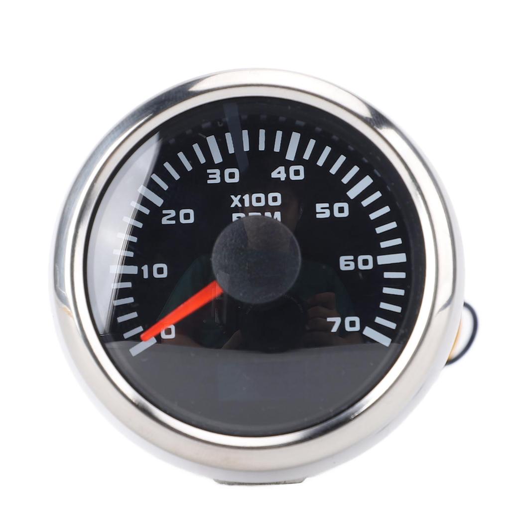 52mm 7000RPM Tachometer with Hourmeter 7 Color Backlight DC 9 32V RPM Gauge for Truck Tractor Car RV Boat