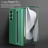 Electroplated Hinge Phone Case For Samsung Galaxy Z Fold 6 5 4 5G Fold6 Screen Glass Stylus All Inclusive Pen Slot Holder Cover