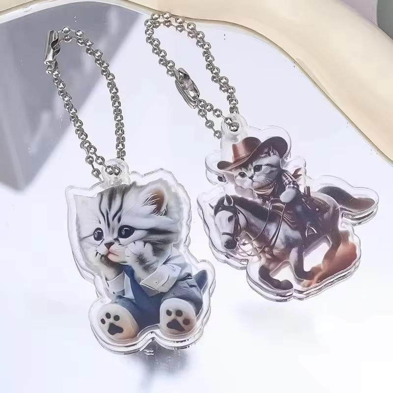 Pingente Acrílico em Forma de Gato Pendurado no Espelho Retrovisor do Carro Pingente de Gato Fofo com Cordão Acessórios de Decoração de Interior Automotivo Presentes