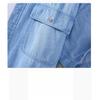 Summer New Vintage Artistic Men'S Short-Sleeve Denim Shirt Solid Color Lapel Collar Loose Casual Versatile Shirt