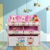 Krásný růžový kreslený dětský úložný box dřevěná police na hračky