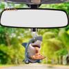 Hai, der Pizza isst, Acryl-Anhänger, Schlüsselanhänger, Rückspiegel, hängendes Ornament, Cartoon-Hai-Dekor, Innenausstattung für das Auto