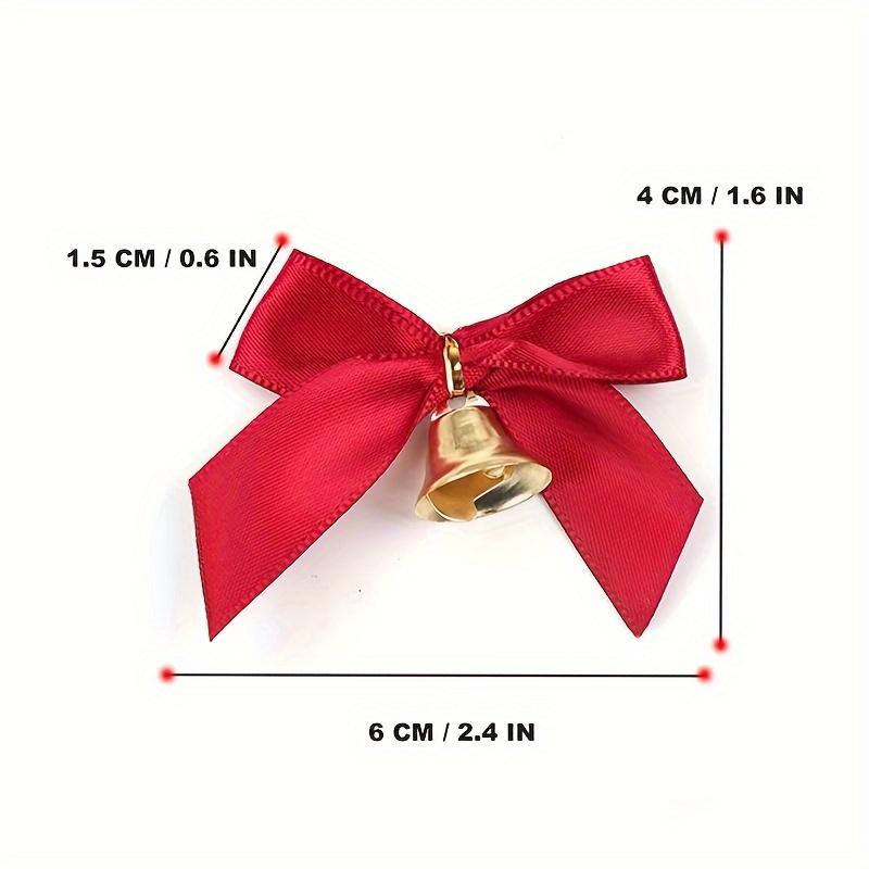 30pcs Mini Red Ribbon Bow with Golden Bell | Christmas Decoration, Wedding,  Holiday Craft Decoration, Festive Embellishment