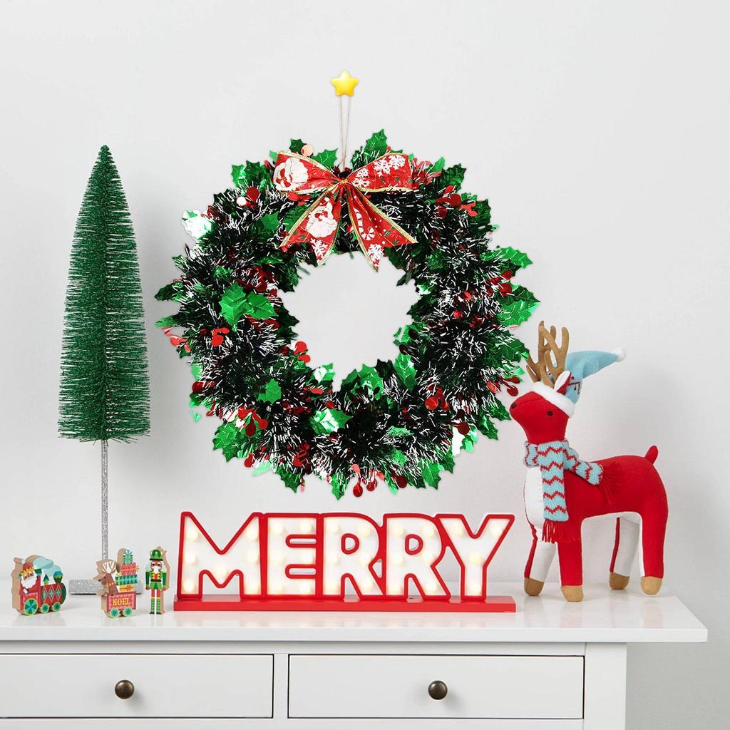 Outdoor Christmas Wreath Red Green Strips Bow Red And Green Strips Christmas Decorations Wreath For Winter Festival New Year