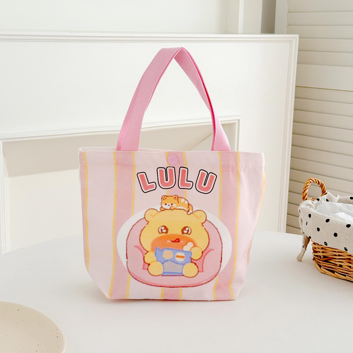 

2025 Brown Bear Canvas Bucket Bag: Large Capacity Lunch & Souvenir Tote for Women 28*22*10cm