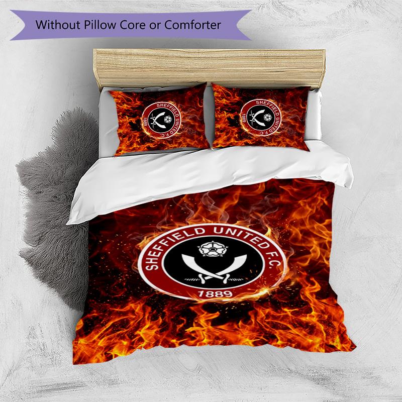 Set Lenzuola Stampato Sheffield United Football 3 Pezzi, Comodo Set Copripiumino per Camera da Letto Amico della Pelle