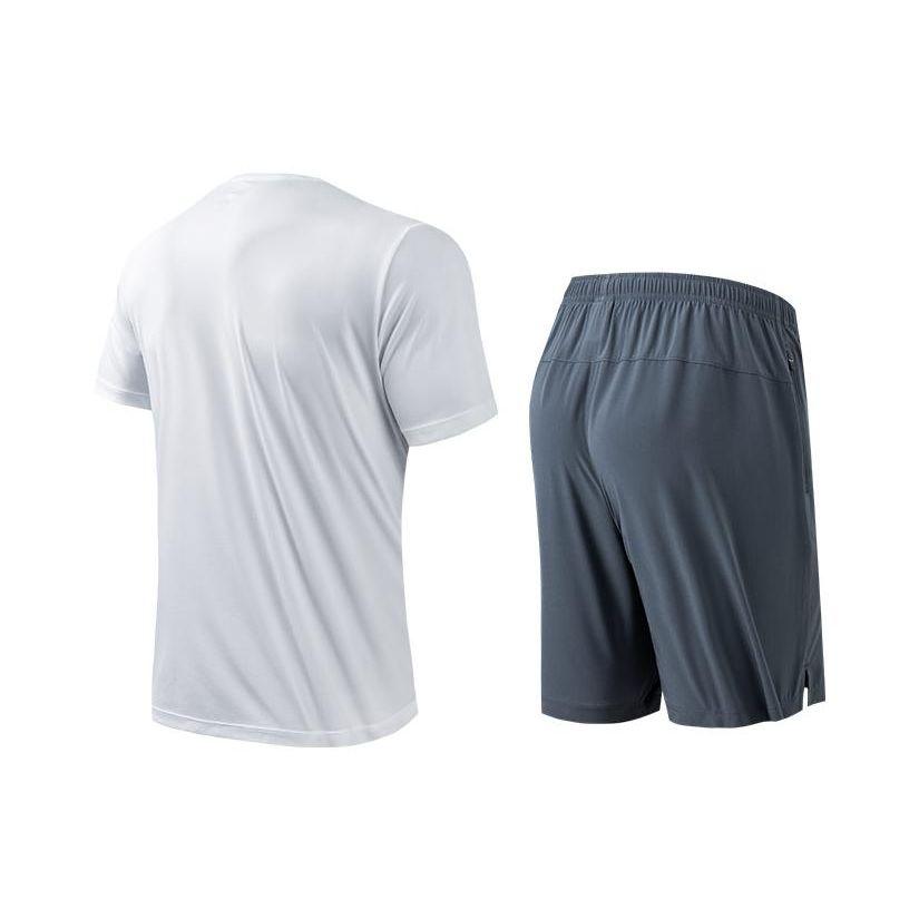 Anta Logo Print Round Neck Short Sleeve Shorts Casual Sports Set Men Sets White 952325202-2