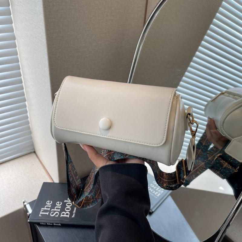 

Ретро Маленькая Сумочка, Женская Сумка, Нишевая, Универсальная, Широкий Ремешок, Сумка на Плечо, Сумка Кроссбоди, Популярная Цилиндрическая Сумка 20*11*11cm белый