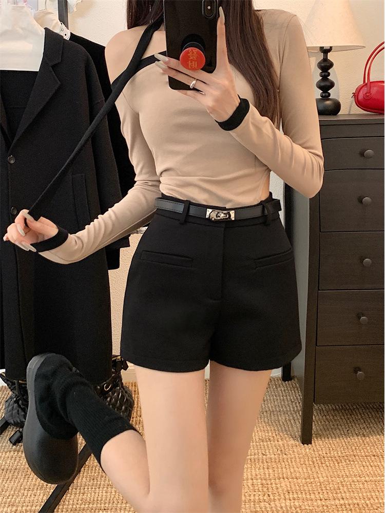 Korean Spicy Girl Spring 2025 High-Waist A-Line Casual Shorts for Women