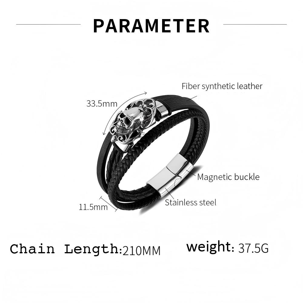 Leather Rope Bracelet Y2k Style Bracelets Black Hand Accessories for Man Stainless Steel Jewelry Thailand ALN25122978