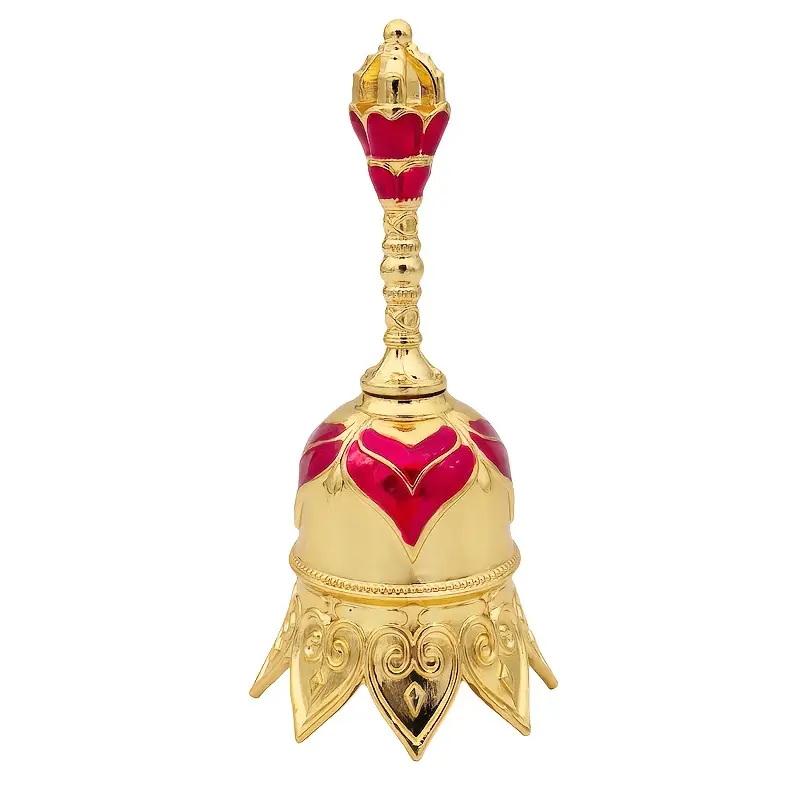 Vintage Elegant Lotus Bell Hand-cranked Copper Bell Temple Church Bell Old Man Bell Christmas Bell Hanging Home Decoration