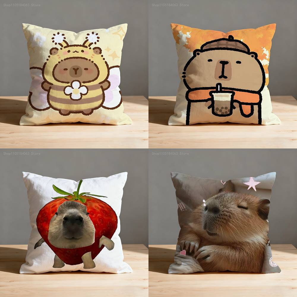 Capybara Pillow Case Print Polyester Fiber 40X40 cm Home Sofa Throw Cushion Cover Decoration