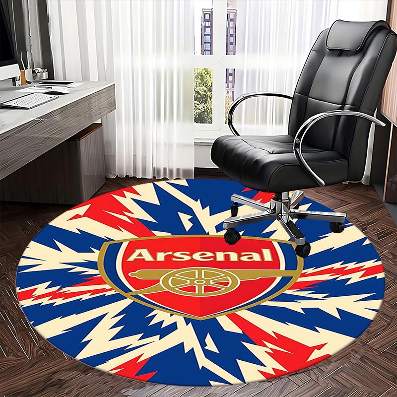 Arsenal Football Club Crest,Soccer Badge Chair Mat Round Rug-Office Carpet, Machine Washable, Non-slip, Suitable for Living Rooms, Bedrooms,